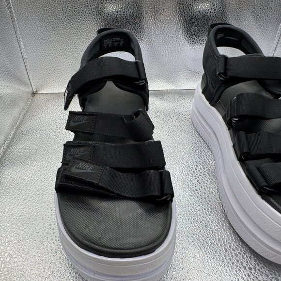 Size 8 Nike Icon Classic Womens Black White Platform Wedge Sandal‎ DH0224-001 - Picture 4 of 12